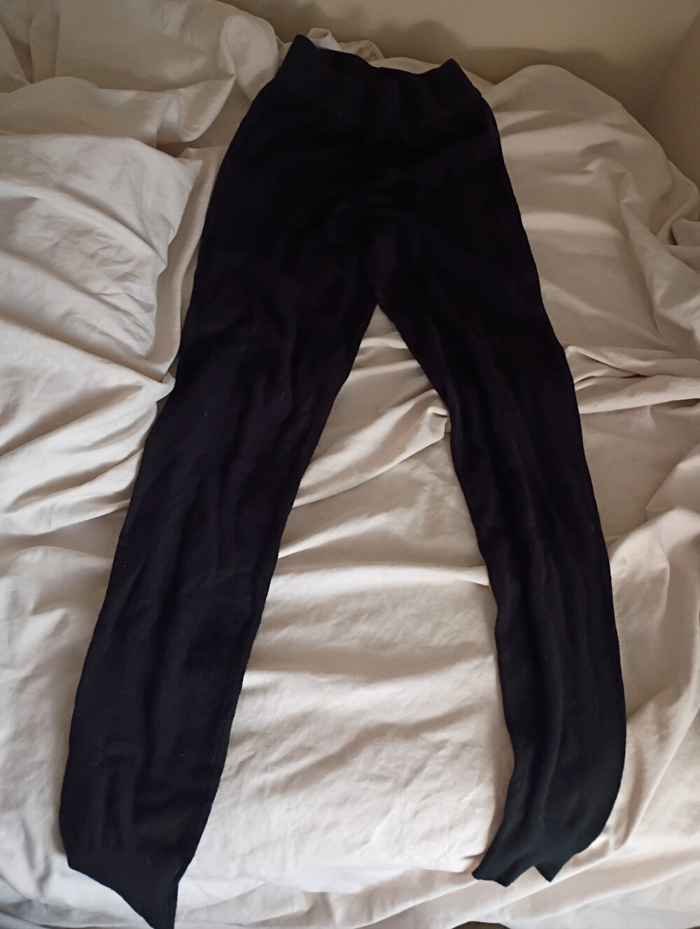 Warm Stretchy Black Joggers with Tie Waist